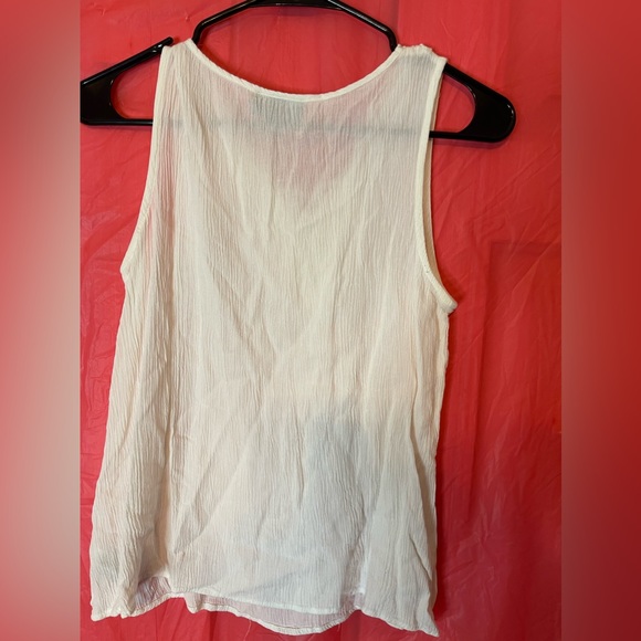womens medium white tank with tie in the front - Picture 3 of 3